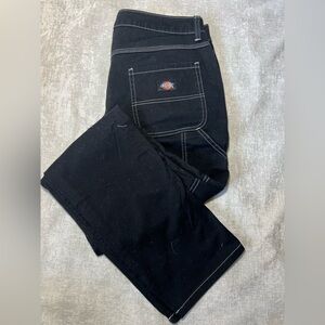 Dickies Black Work Trousers with White Stitching